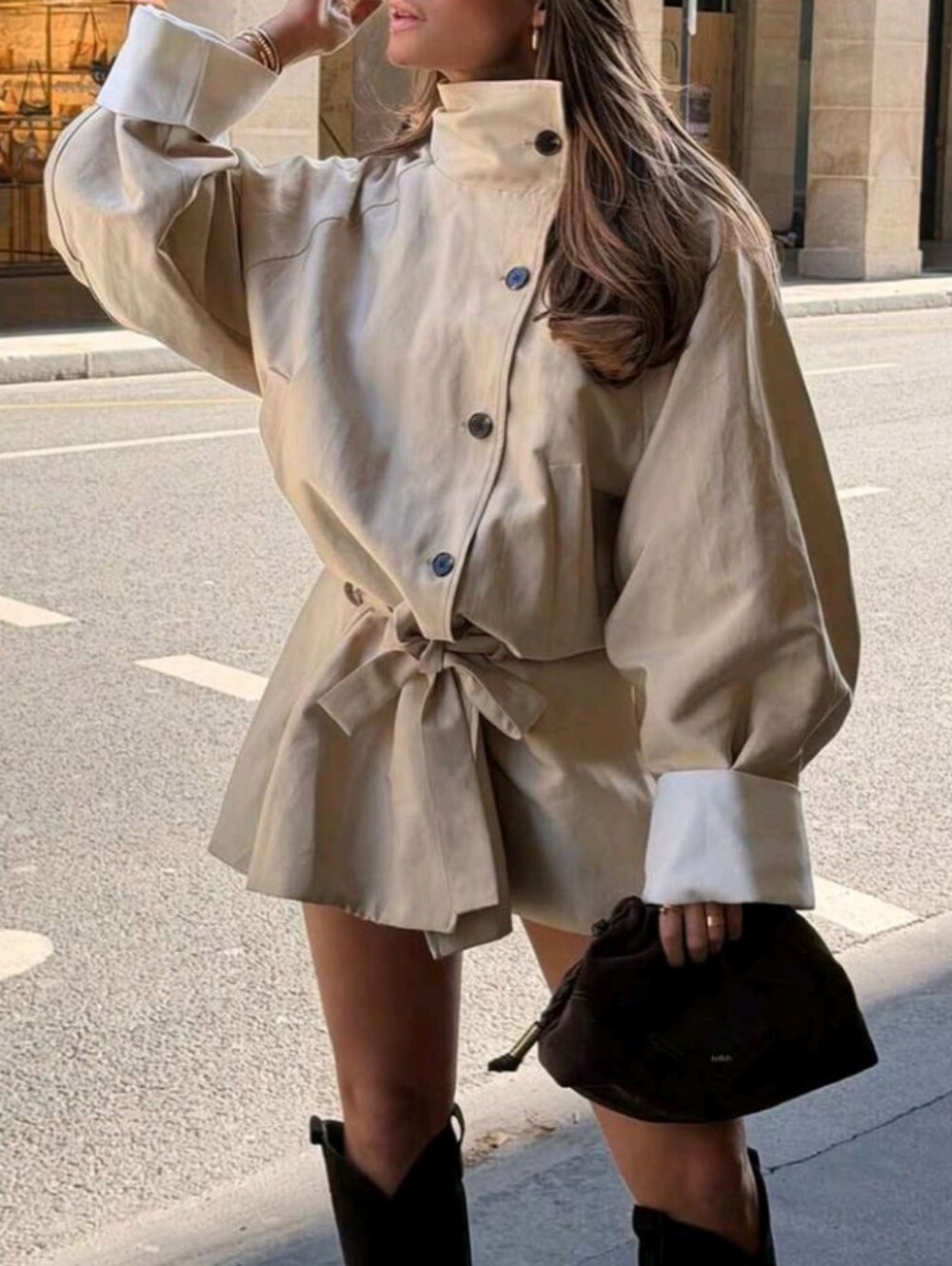 New Fashion Elegant Elegant Solid Color Women's Trench Coat Jacket Daily Vacatio